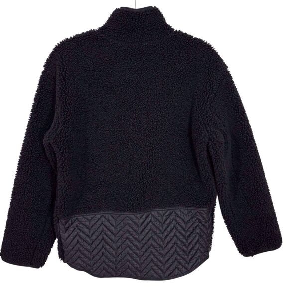 Athleta Cozy Sherpa Snap Sweatshirt Jacket Black Deep Pile Womens XS Teddy Bear - Picture 6 of 14